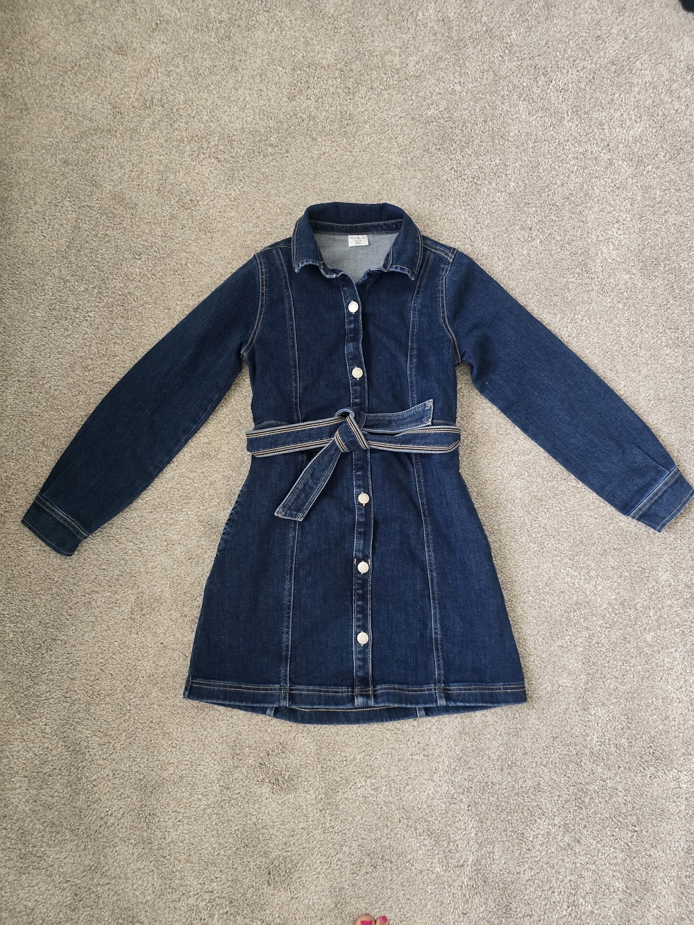 NWOT Abercrombie Kids Girls Dark Belted Denim Button-Front Dress Sz 13/14